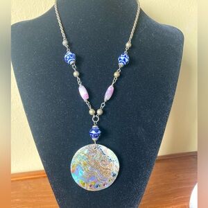 Abalone brass necklace